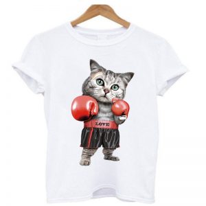 camiseta gato boxeador
